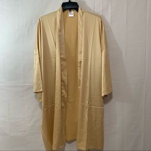 CHERIE Womens Short Belted Silk Robe in Gold